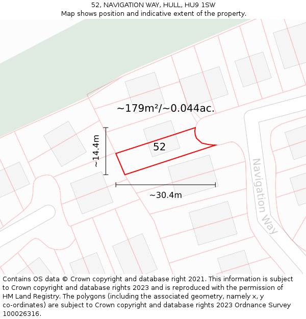 52, NAVIGATION WAY, HULL, HU9 1SW: Plot and title map