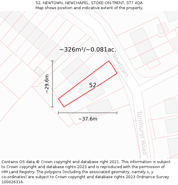 52, NEWTOWN, NEWCHAPEL, STOKE-ON-TRENT, ST7 4QA: Plot and title map