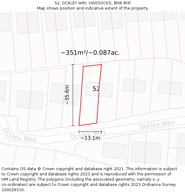 52, OCKLEY WAY, HASSOCKS, BN6 8NF: Plot and title map