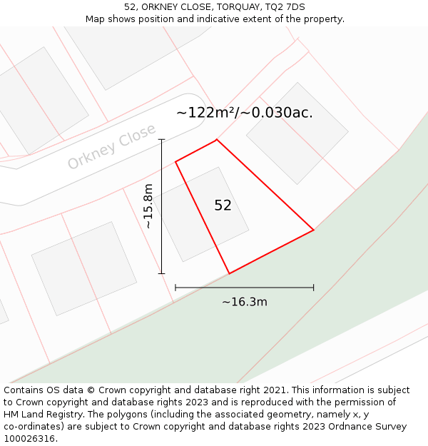 52, ORKNEY CLOSE, TORQUAY, TQ2 7DS: Plot and title map