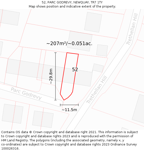 52, PARC GODREVY, NEWQUAY, TR7 1TY: Plot and title map