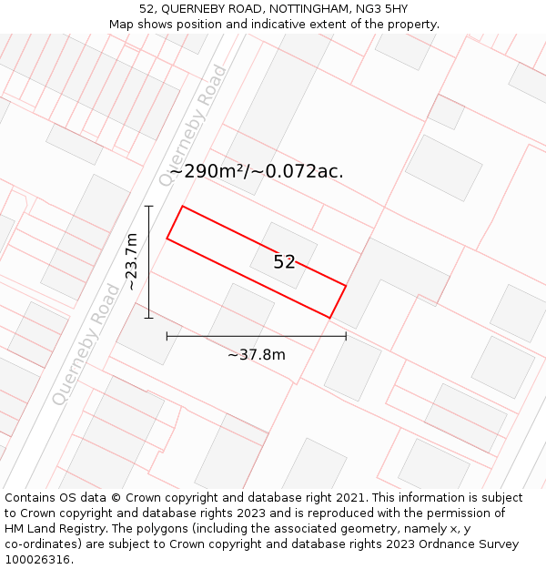 52, QUERNEBY ROAD, NOTTINGHAM, NG3 5HY: Plot and title map
