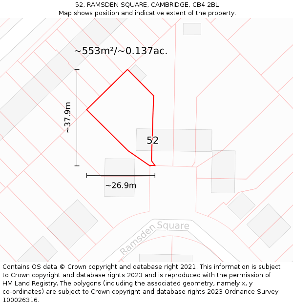 52, RAMSDEN SQUARE, CAMBRIDGE, CB4 2BL: Plot and title map