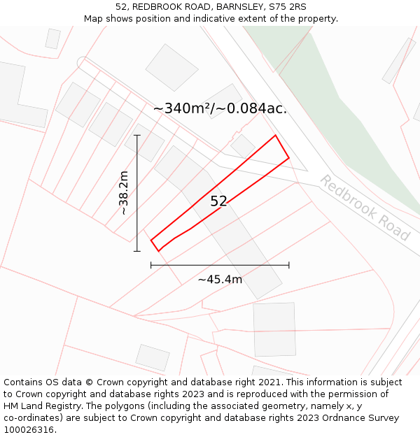 52, REDBROOK ROAD, BARNSLEY, S75 2RS: Plot and title map