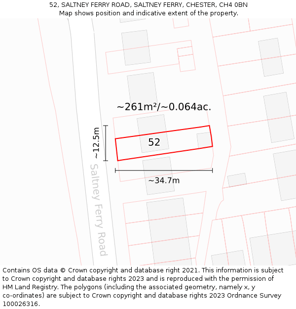 52, SALTNEY FERRY ROAD, SALTNEY FERRY, CHESTER, CH4 0BN: Plot and title map