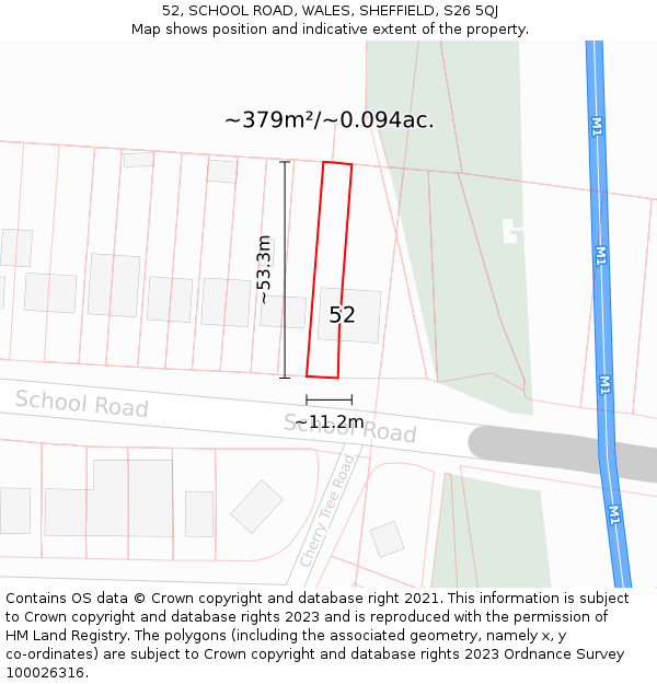 52, SCHOOL ROAD, WALES, SHEFFIELD, S26 5QJ: Plot and title map