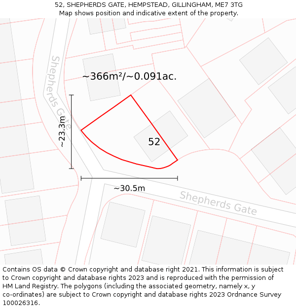 52, SHEPHERDS GATE, HEMPSTEAD, GILLINGHAM, ME7 3TG: Plot and title map