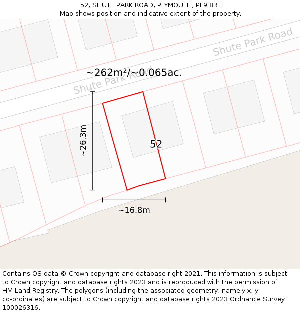 52, SHUTE PARK ROAD, PLYMOUTH, PL9 8RF: Plot and title map