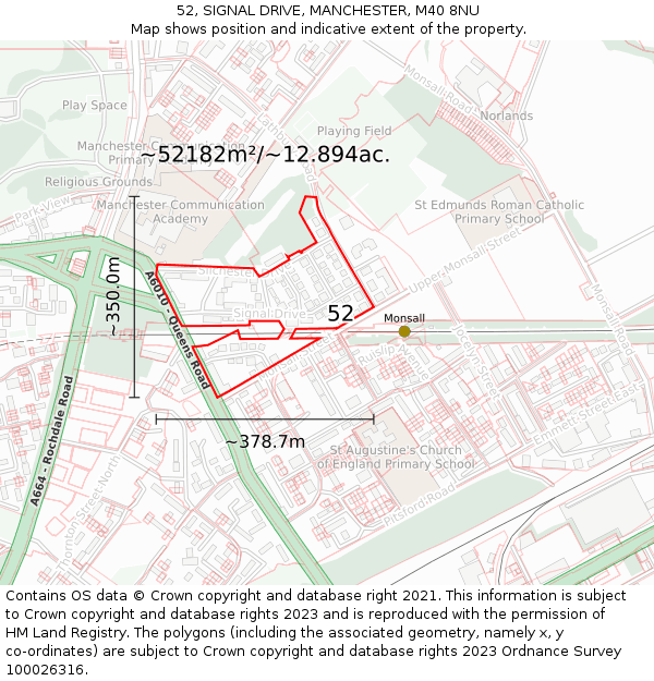 52, SIGNAL DRIVE, MANCHESTER, M40 8NU: Plot and title map