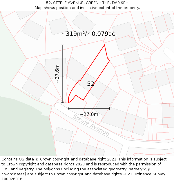 52, STEELE AVENUE, GREENHITHE, DA9 9PH: Plot and title map