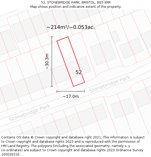 52, STONEBRIDGE PARK, BRISTOL, BS5 6RR: Plot and title map