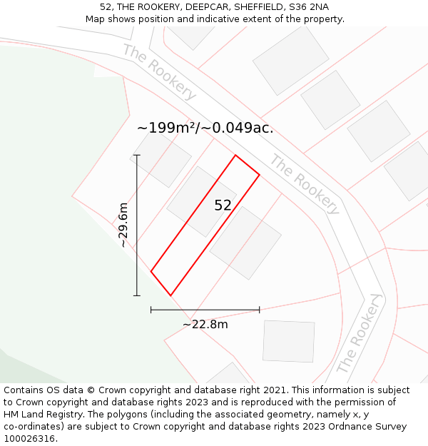52, THE ROOKERY, DEEPCAR, SHEFFIELD, S36 2NA: Plot and title map