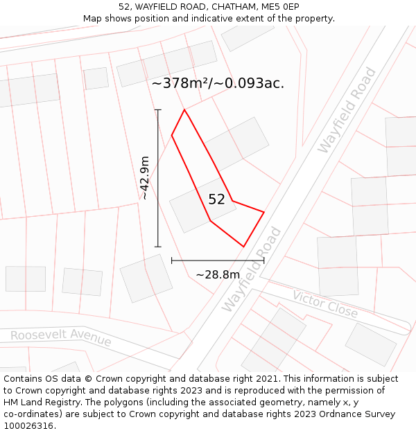 52, WAYFIELD ROAD, CHATHAM, ME5 0EP: Plot and title map