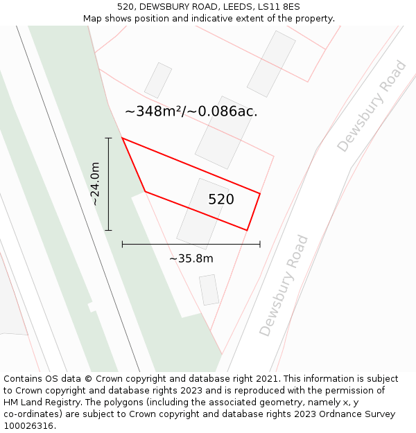 520, DEWSBURY ROAD, LEEDS, LS11 8ES: Plot and title map