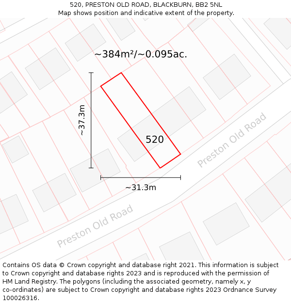 520, PRESTON OLD ROAD, BLACKBURN, BB2 5NL: Plot and title map
