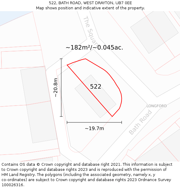 522, BATH ROAD, WEST DRAYTON, UB7 0EE: Plot and title map