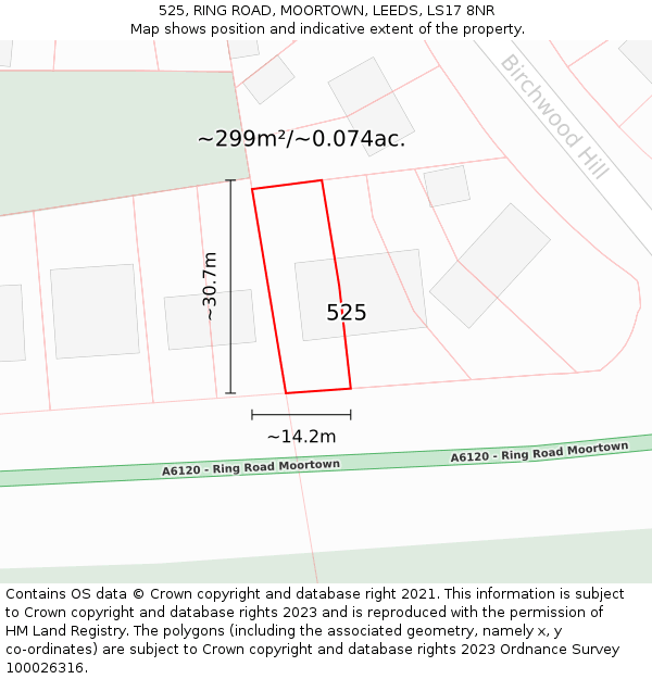 525, RING ROAD, MOORTOWN, LEEDS, LS17 8NR: Plot and title map