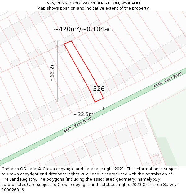 526, PENN ROAD, WOLVERHAMPTON, WV4 4HU: Plot and title map