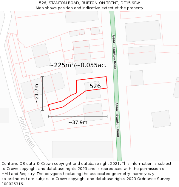 526, STANTON ROAD, BURTON-ON-TRENT, DE15 9RW: Plot and title map