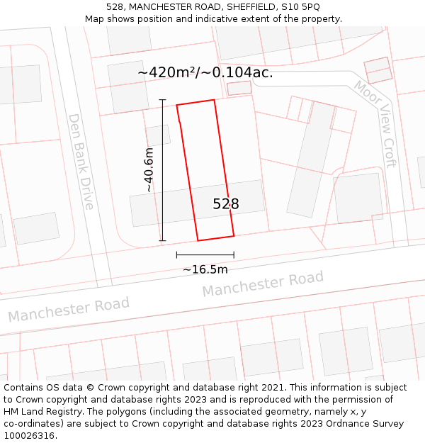 528, MANCHESTER ROAD, SHEFFIELD, S10 5PQ: Plot and title map