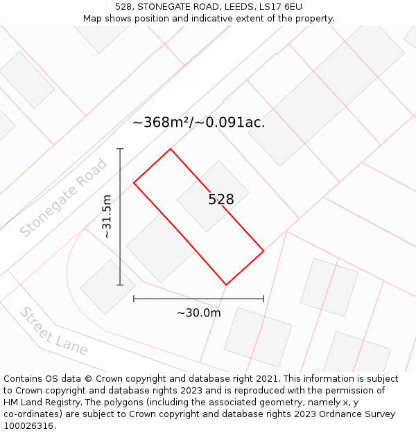 528, STONEGATE ROAD, LEEDS, LS17 6EU: Plot and title map