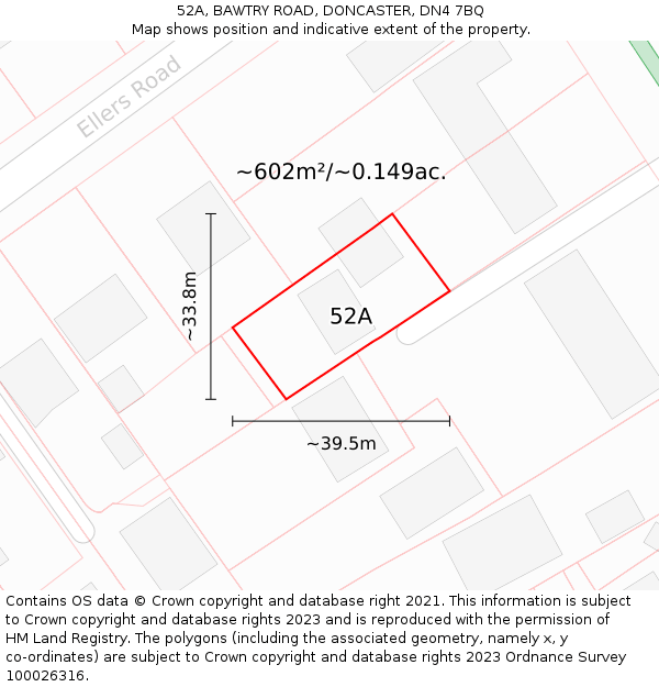 52A, BAWTRY ROAD, DONCASTER, DN4 7BQ: Plot and title map