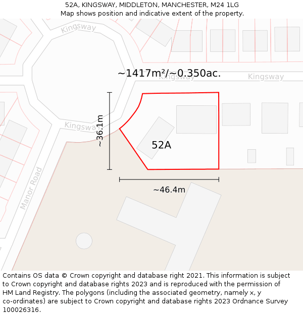 52A, KINGSWAY, MIDDLETON, MANCHESTER, M24 1LG: Plot and title map