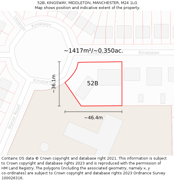 52B, KINGSWAY, MIDDLETON, MANCHESTER, M24 1LG: Plot and title map