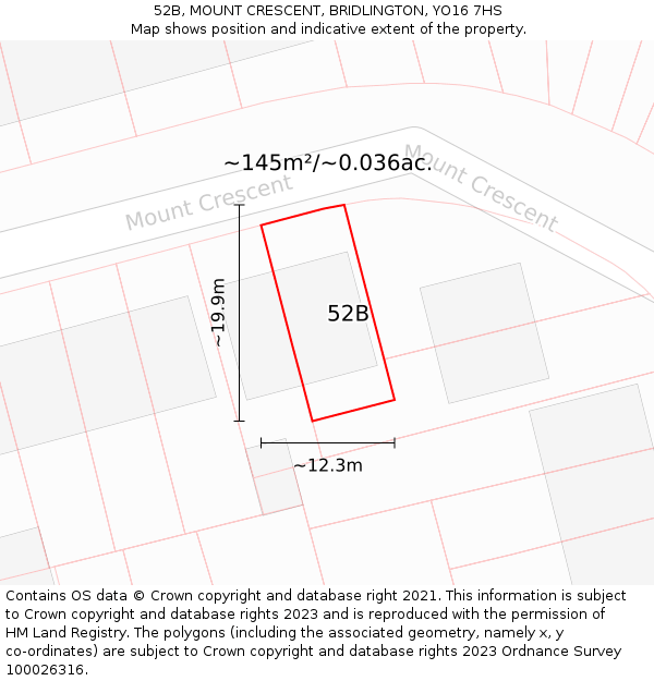 52B, MOUNT CRESCENT, BRIDLINGTON, YO16 7HS: Plot and title map