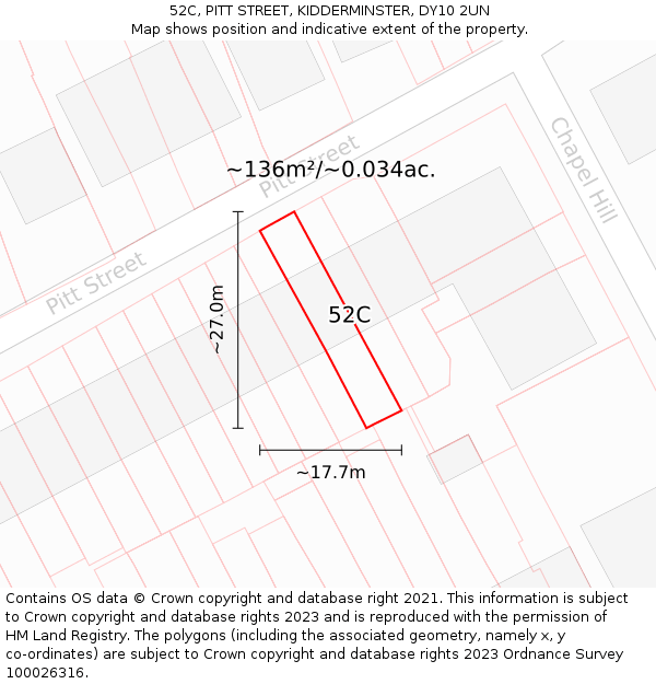 52C, PITT STREET, KIDDERMINSTER, DY10 2UN: Plot and title map