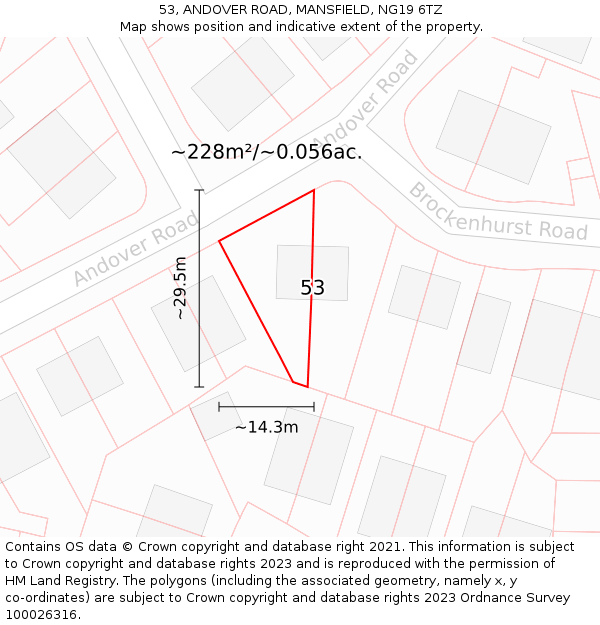 53, ANDOVER ROAD, MANSFIELD, NG19 6TZ: Plot and title map