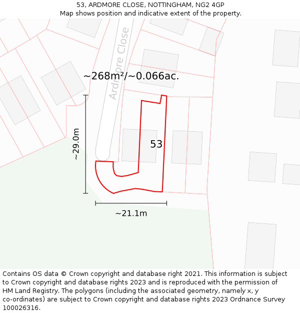 53, ARDMORE CLOSE, NOTTINGHAM, NG2 4GP: Plot and title map
