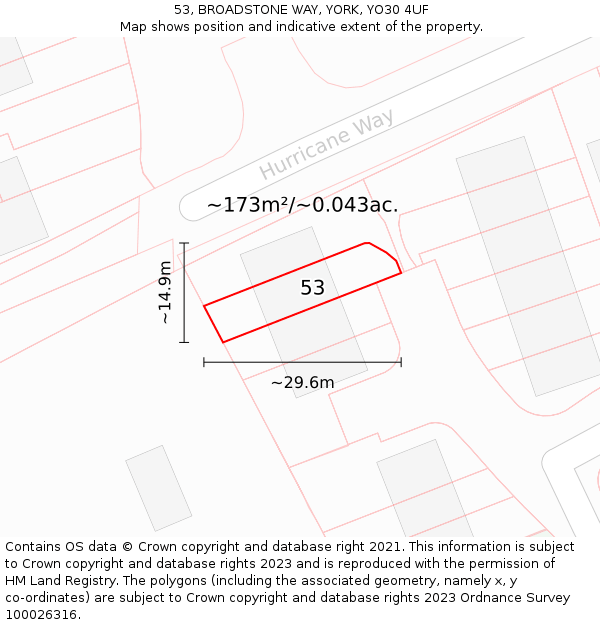53, BROADSTONE WAY, YORK, YO30 4UF: Plot and title map