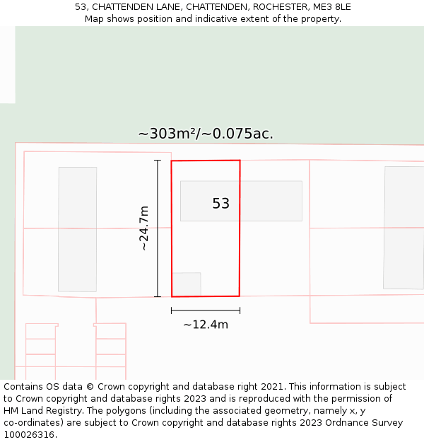 53, CHATTENDEN LANE, CHATTENDEN, ROCHESTER, ME3 8LE: Plot and title map