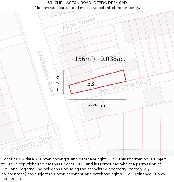 53, CHELLASTON ROAD, DERBY, DE24 9AD: Plot and title map