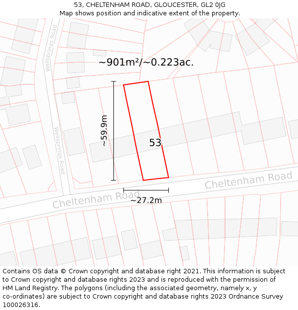 53, CHELTENHAM ROAD, GLOUCESTER, GL2 0JG: Plot and title map