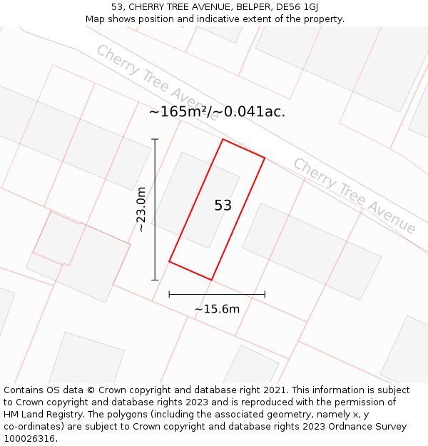 53, CHERRY TREE AVENUE, BELPER, DE56 1GJ: Plot and title map