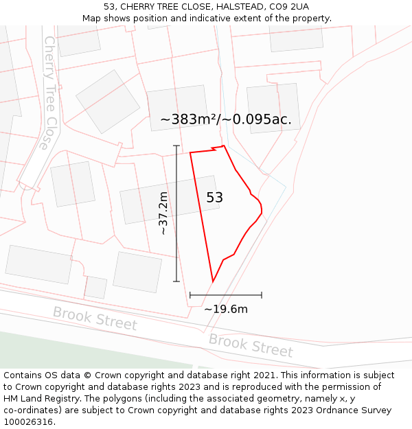 53, CHERRY TREE CLOSE, HALSTEAD, CO9 2UA: Plot and title map