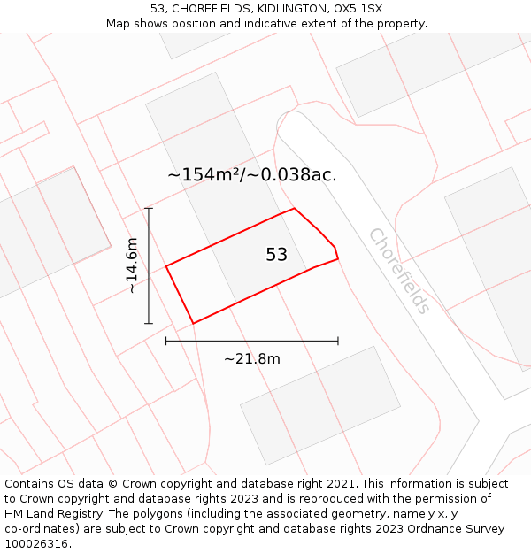 53, CHOREFIELDS, KIDLINGTON, OX5 1SX: Plot and title map