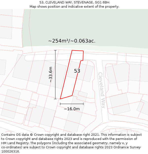 53, CLEVELAND WAY, STEVENAGE, SG1 6BH: Plot and title map