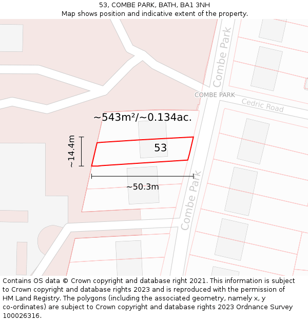 53, COMBE PARK, BATH, BA1 3NH: Plot and title map