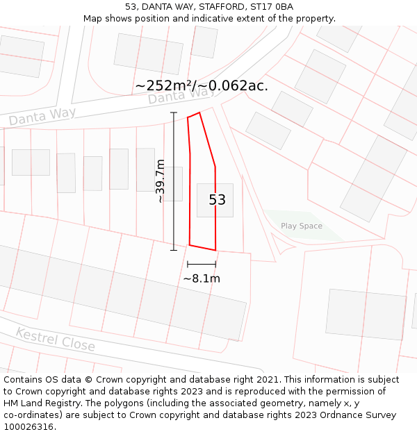 53, DANTA WAY, STAFFORD, ST17 0BA: Plot and title map