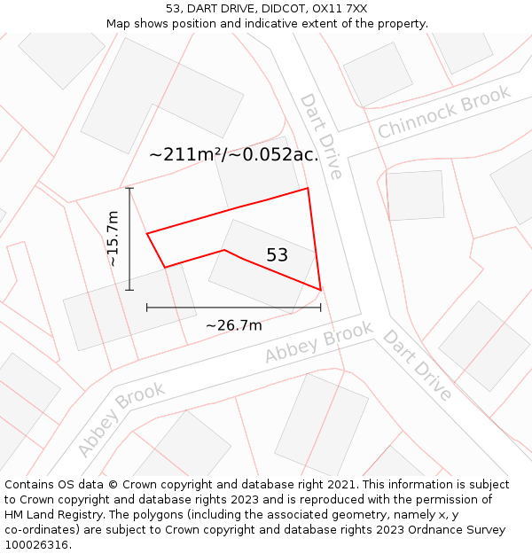 53, DART DRIVE, DIDCOT, OX11 7XX: Plot and title map