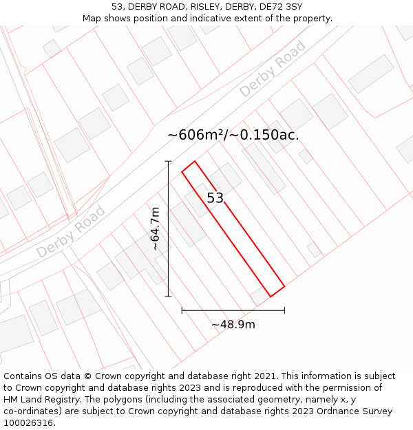 53, DERBY ROAD, RISLEY, DERBY, DE72 3SY: Plot and title map