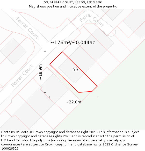 53, FARRAR COURT, LEEDS, LS13 3SP: Plot and title map