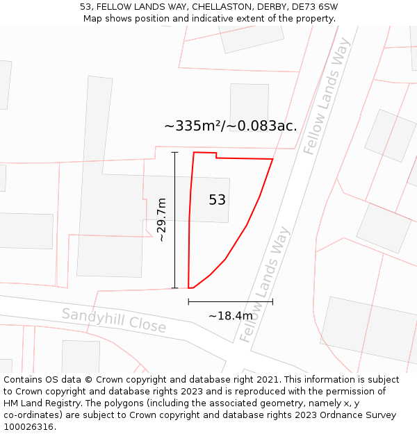 53, FELLOW LANDS WAY, CHELLASTON, DERBY, DE73 6SW: Plot and title map