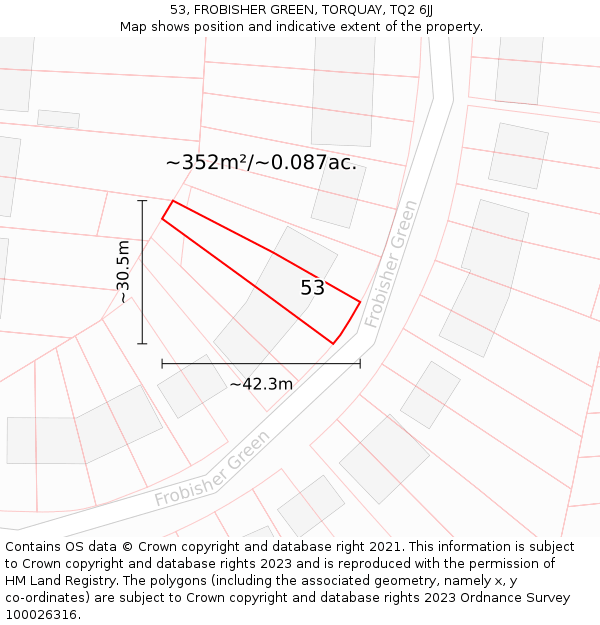 53, FROBISHER GREEN, TORQUAY, TQ2 6JJ: Plot and title map