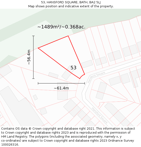 53, HANSFORD SQUARE, BATH, BA2 5LJ: Plot and title map