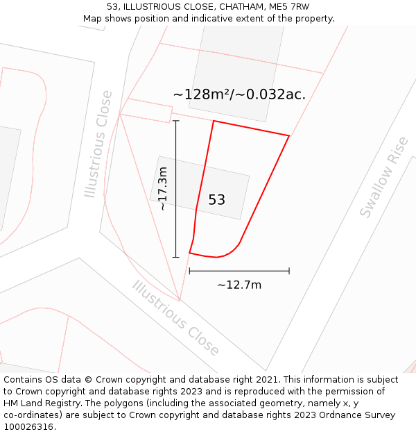 53, ILLUSTRIOUS CLOSE, CHATHAM, ME5 7RW: Plot and title map