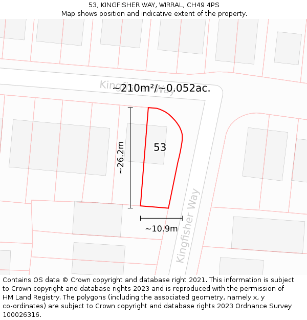 53, KINGFISHER WAY, WIRRAL, CH49 4PS: Plot and title map